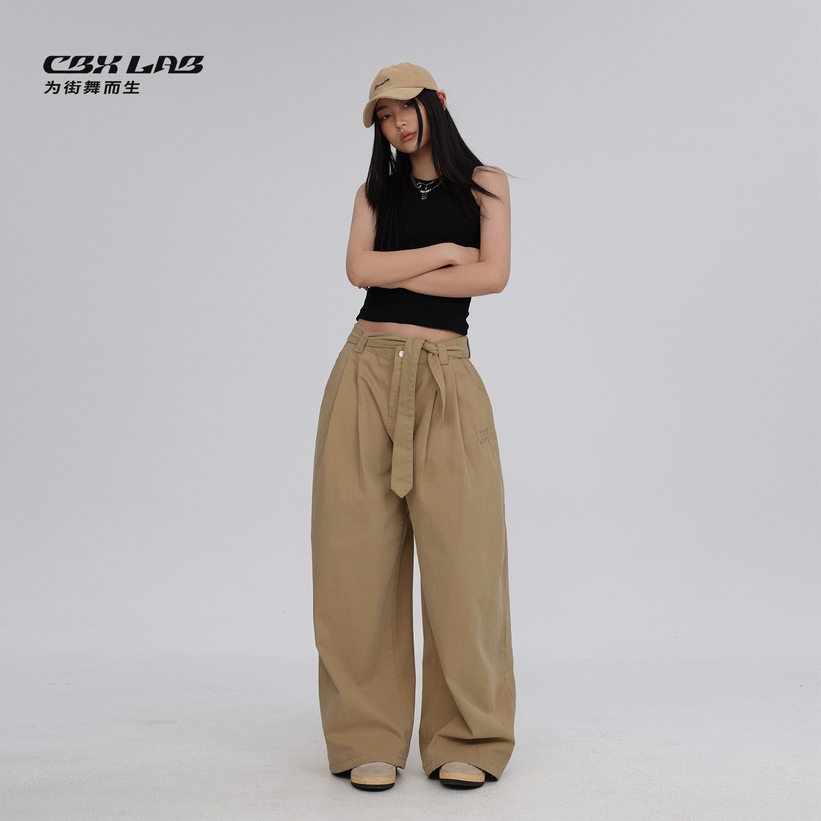 CBXLAB街舞潮牌卡其嘻哈休闲裤