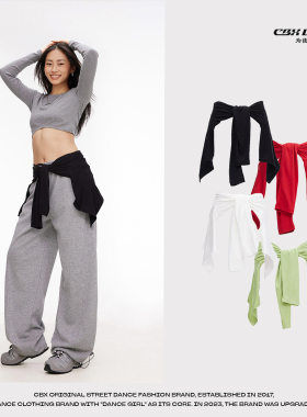 CBXLAB街舞潮牌多色爵士舞跳舞个性系腰罩衫美式嘻哈腰搭显瘦上衣