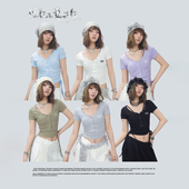 CBXLAB街舞潮牌春夏绑带修身 爵士上衣kpop辣妹高弹柔软跳舞短袖 女