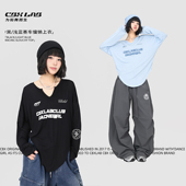 kpop美式 CBXLAB街舞潮牌辣妹慵懒赛车长袖 爵士街头跳舞罩衫 卫衣女