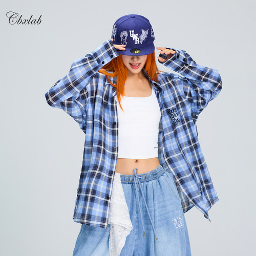 CBXLAB街舞潮牌早秋慵懒简约格子爵士衬衫美式辣妹轻薄纯棉外套潮