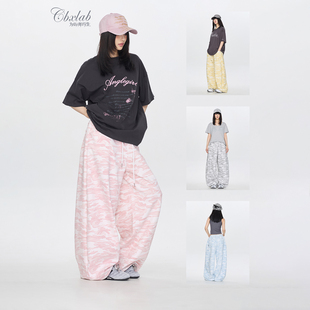 潮 复古街头休闲裤 CBXLAB街舞潮牌爵士跳舞针织活力嘻哈运动裤 美式