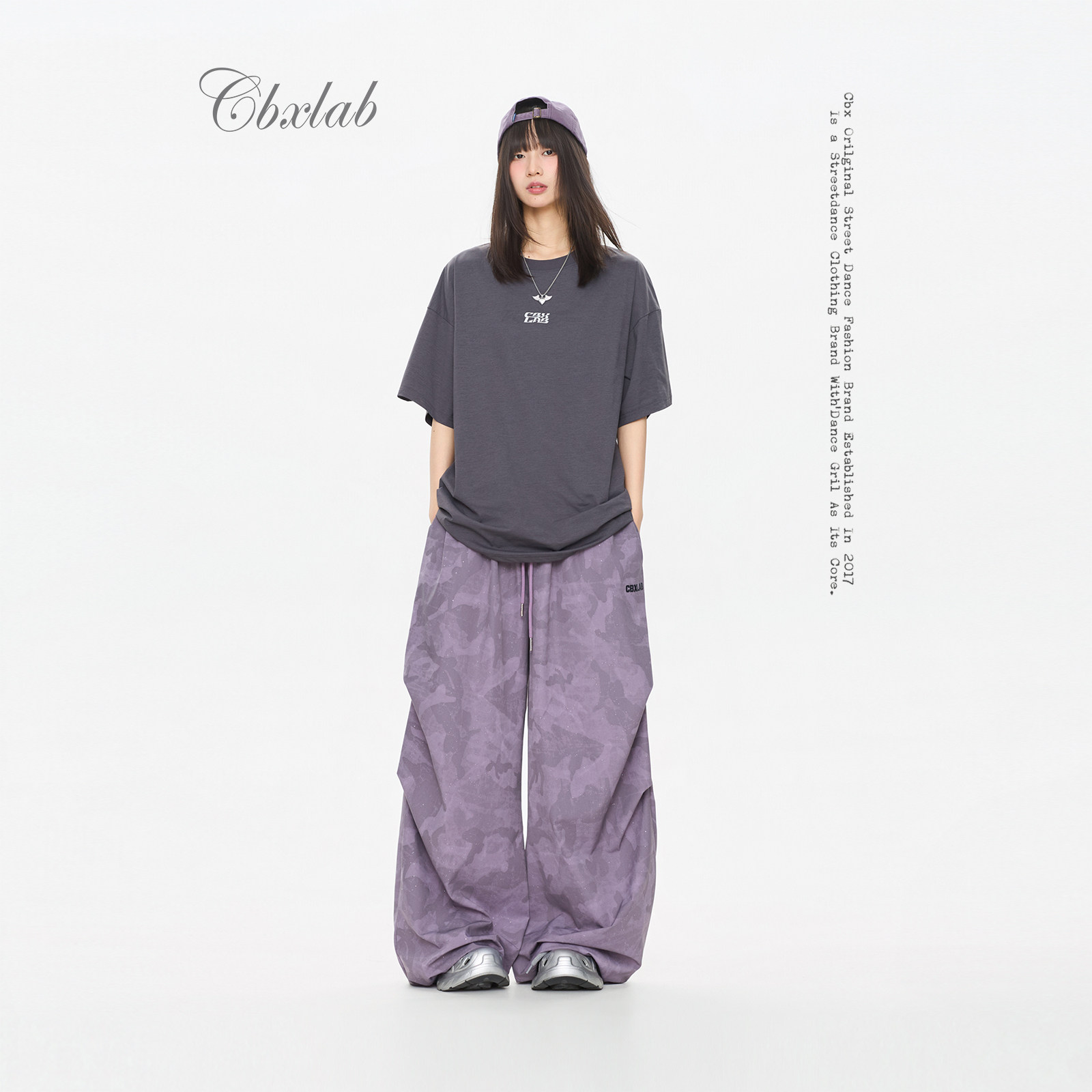 CBXLAB街舞潮牌街头oversize亮闪迷彩宽松长裤酷飒慵懒阔腿伞兵裤