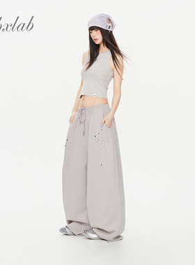 CBXLAB街舞潮牌千禧碎星星夏季呼吸感运动裤美式嘻哈简约休闲长裤