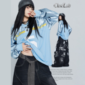 CBXLAB街舞潮牌oversize亮面拼接嘻哈卫衣美式 街头长袖 爵士球服潮