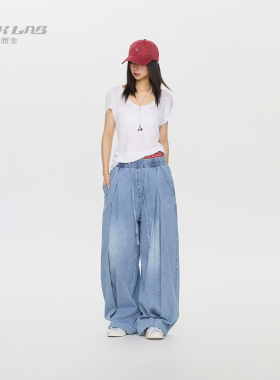 【CBXLAB 3/27晚20点新品买三免一】水光甜心亮闪烫钻牛仔长裤潮