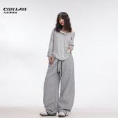 CBXLAB街舞潮牌 女 爵士舞复古街头显瘦运动裤 香蕉裤 灰色嘻哈美式