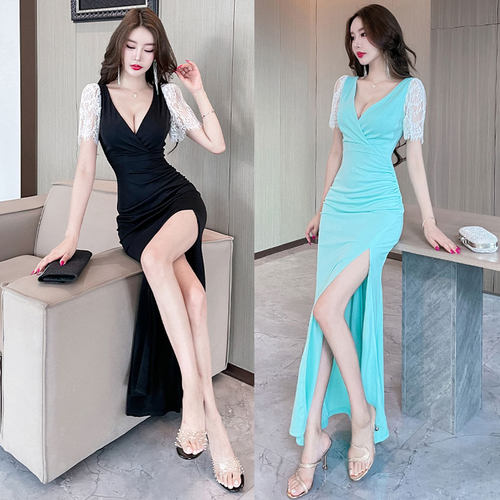 ktv按摩夜总会性感显瘦修身长裙