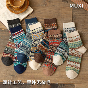 包邮 满8元 双针双路复古民族风粗线无骨短袜子短筒男袜 清仓