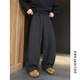 加绒加厚长裤 老钱风条纹阔腿裤 潮 慵懒风直筒裤 冬季 男士 垂感休闲裤