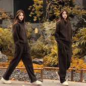 连帽卫衣男士 男装 套装 百搭两件套冬季 潮 潮牌慵懒风时尚 老钱风时尚