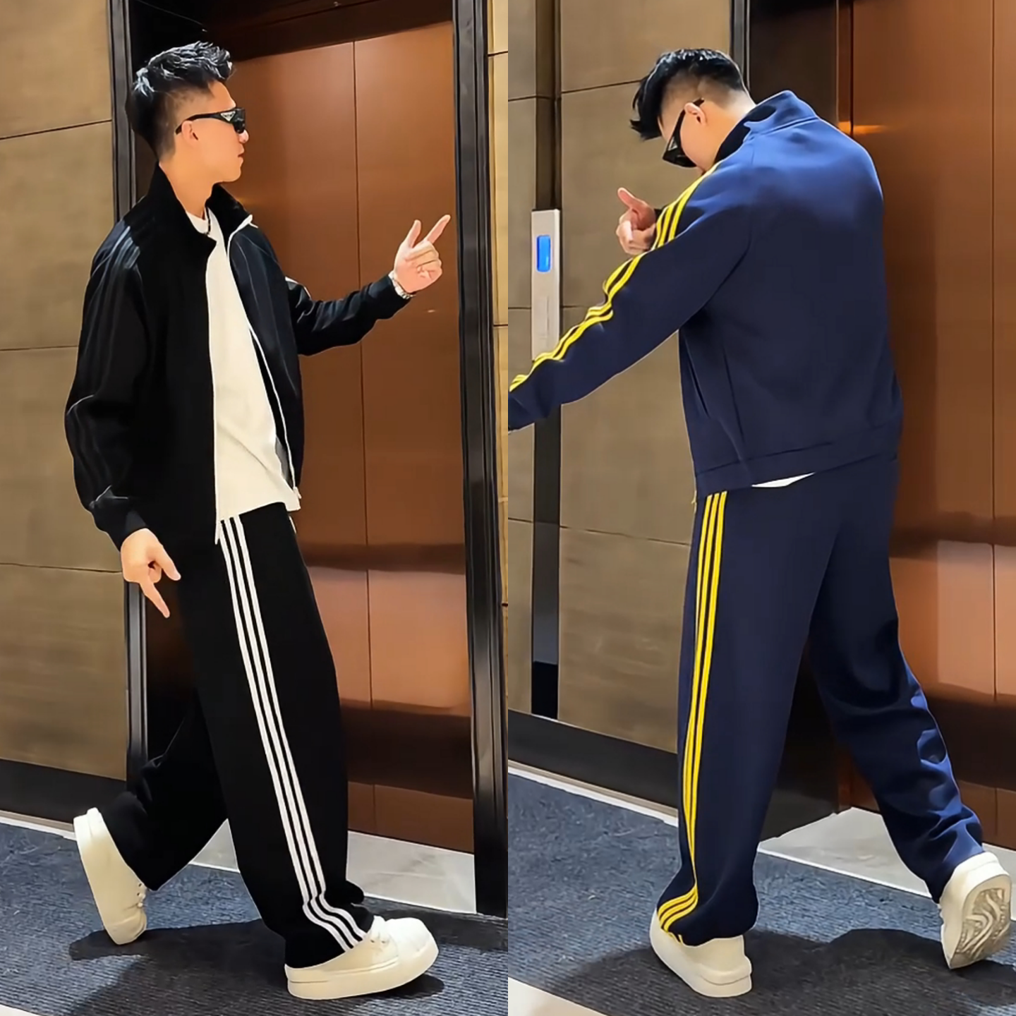 美式复古三条杠开衫卫衣套装秋季新品男女同款休闲运动服两件套潮