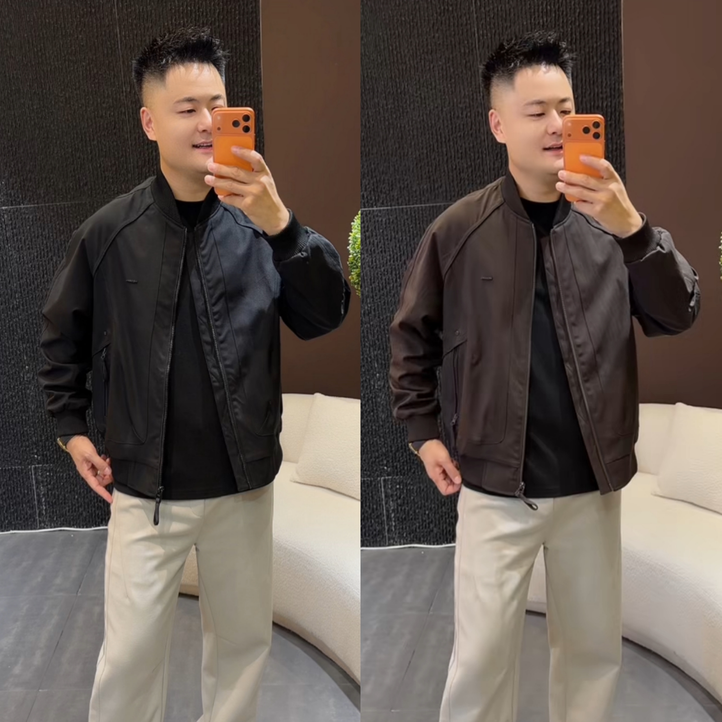 秋季男士时尚潮流棒球领气质夹克