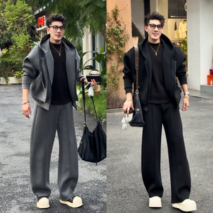 【高品质】重磅美式秋季休闲连帽卫衣套装男秋冬廓形外套直筒卫裤