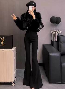 喇叭裤女高腰拖地裤垂感超模长裤