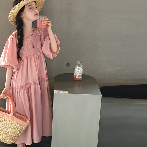 女童连衣裙夏季2026新款儿童洋气夏装女大童泡泡袖甜美公主裙子