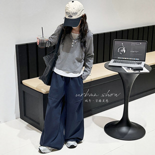 女童春装套装2026新款儿童时髦洋气春秋大童条纹上衣休闲裤两件套