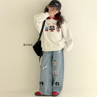 女童卫衣秋冬2025新款女孩加绒加厚冬装上衣初中生冬季休闲polo衫