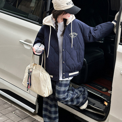 棒球服外套加棉连帽加厚卫衣外套