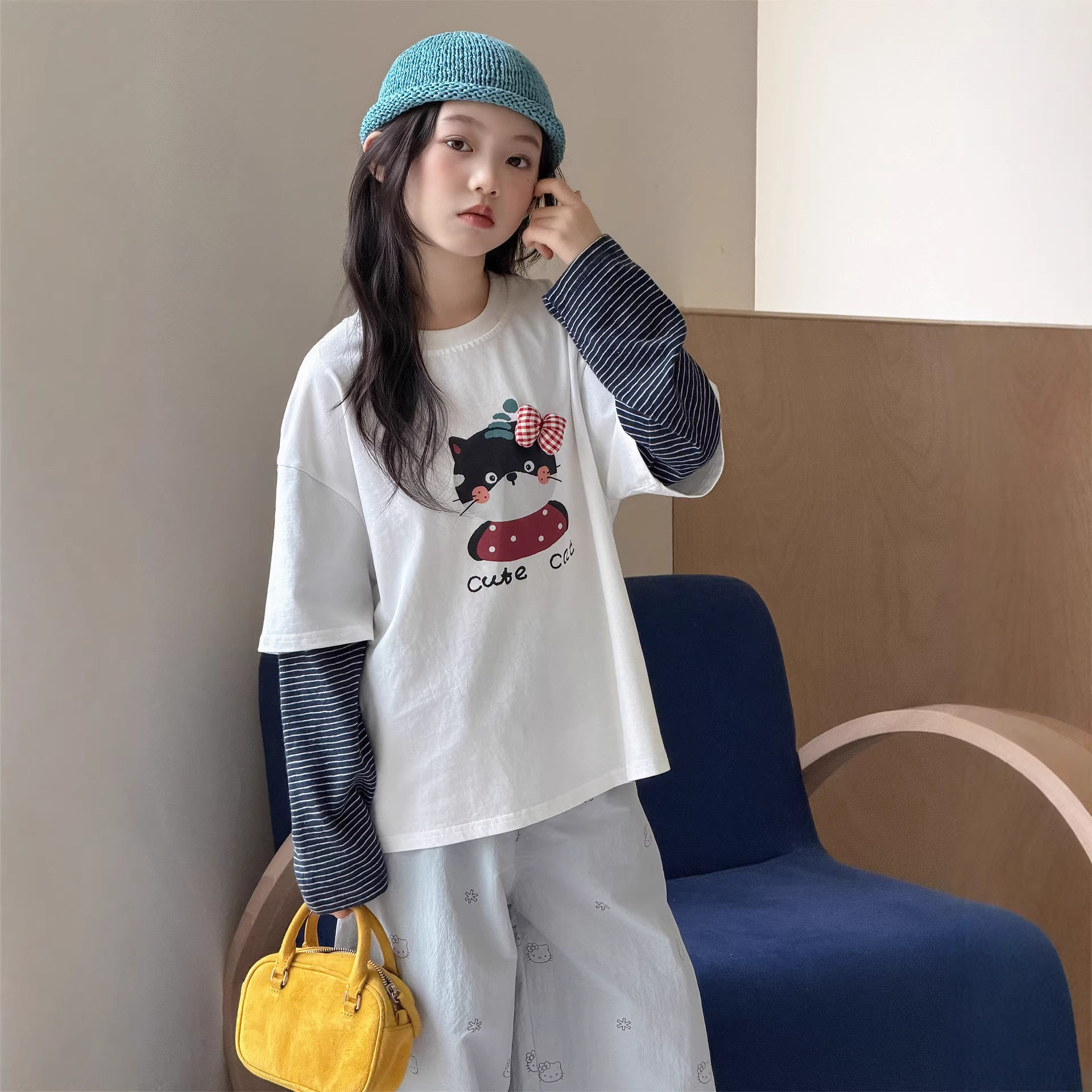 女童长袖t恤2026新款儿童春秋款洋气打底衫女大童春装假两件上衣,童装/婴儿装/亲子装,T恤,淘宝优惠券,粉丝福利购,淘宝优惠卷