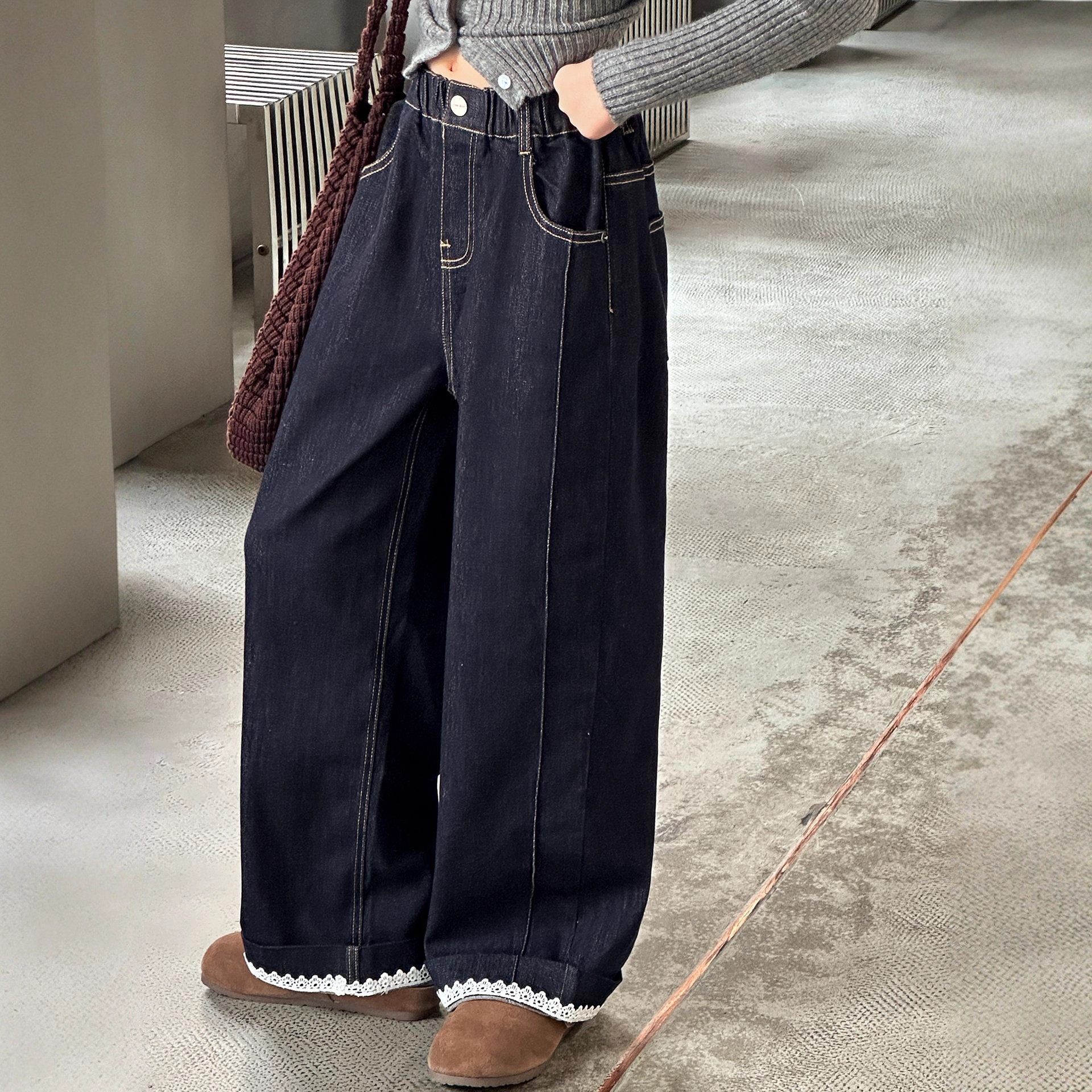 女童阔腿牛仔裤春秋款2025新款儿童秋装休闲直筒裤不掉色宽松裤子,童装/婴儿装/亲子装,裤子,淘宝优惠券,粉丝福利购,淘宝优惠卷