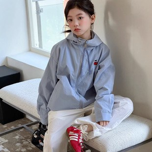 女童双面穿外套春装2026新款韩版休闲女大童宽松连帽洋气春秋上衣