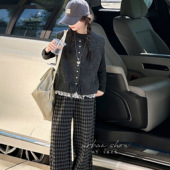 套装 2025新款 儿童春秋时髦洋气大童毛衣开衫 女童秋装 格子裤 两件套