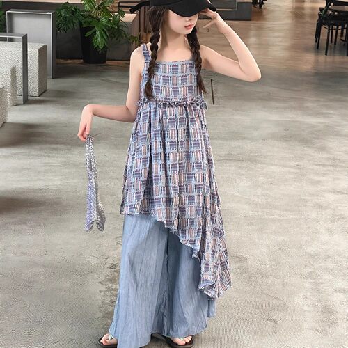 女童连衣裙夏季2026新款儿童洋气时髦夏装大童吊带裙无袖背心裙子