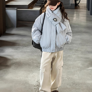 女童棉服秋冬2025新款 加厚防风棉袄洋气 中大童立领羽绒棉外套韩版