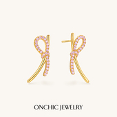 Onchic星愿结耳环女蝴蝶结耳钉轻奢高级感小众设计耳饰品简约百搭