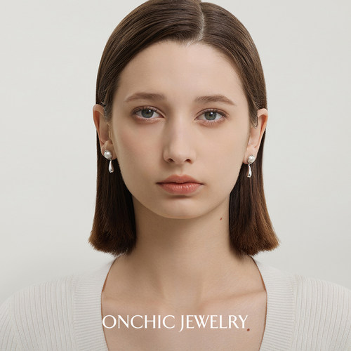 Onchic珍珠耳环女小众设计高级感