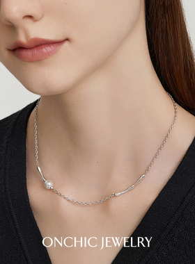 吴芊盈同款OnchicOR系列隐逸项链女珍珠锁骨链轻奢高级感小众颈链
