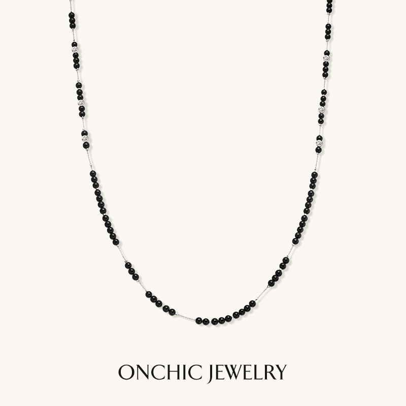 Onchic无垠项链天然黑玛瑙毛衣链