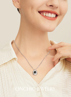 onchicOR系列星幕项链女天然黑玛瑙锁骨链银色小众高级感轻奢颈链