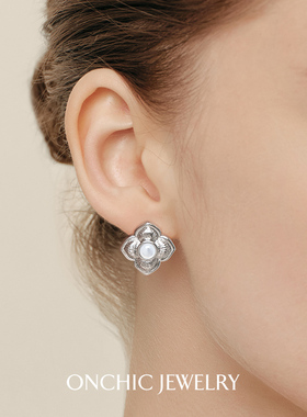 Onchic初绽耳钉女2025新款高级感耳环气质大气轻奢白母贝小众耳饰