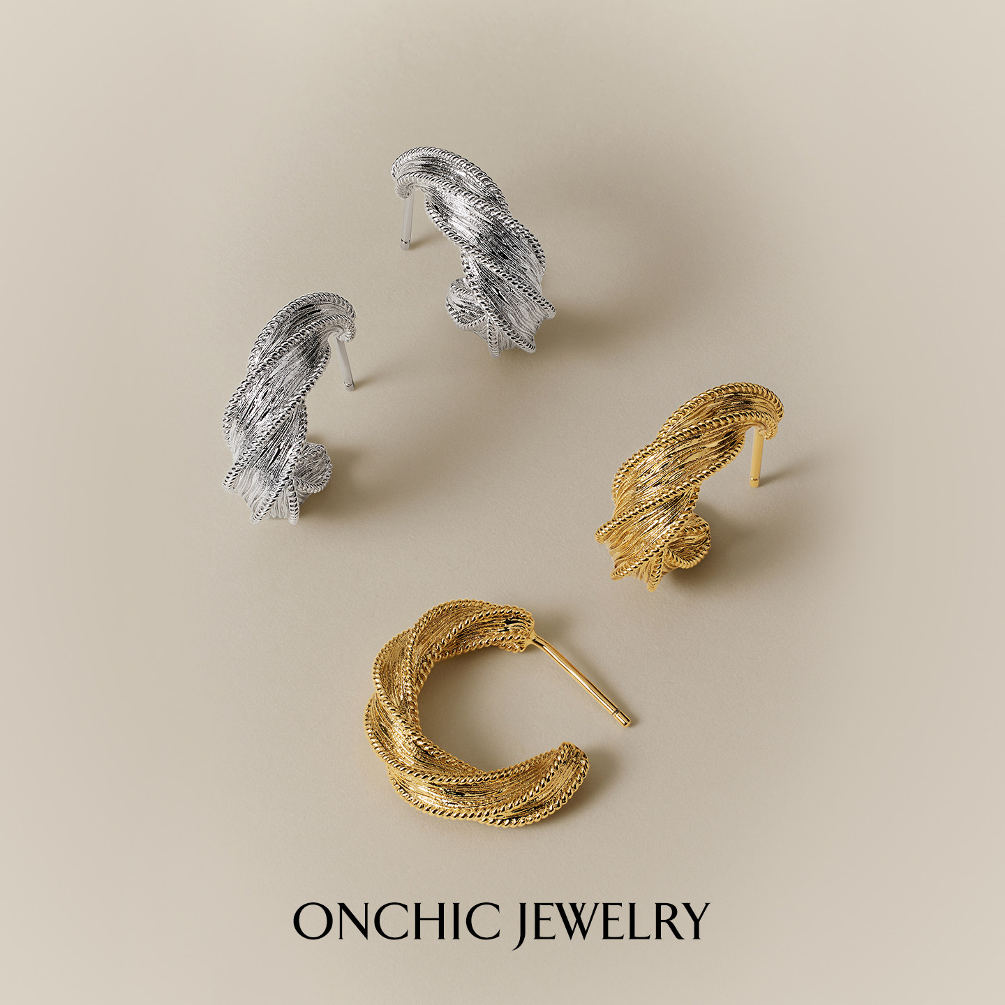 【新品】Onchic流动飘带耳钉设计感小众耳饰视觉系百搭轻奢高级感