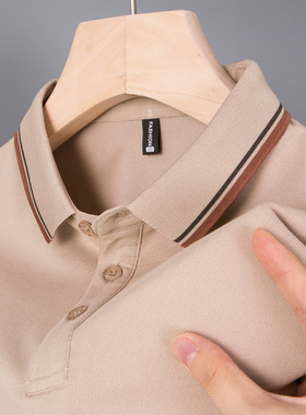 男士POLO衫短袖t恤中年poli爸爸夏装poor冰丝pro上衣plol体popo