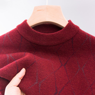 男士秋冬季蛇年红色毛衣中老年人爸爸装本命年针织60岁70嘉兴桐乡