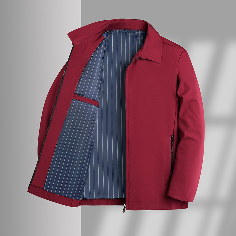 男士上衣外套喜公公结婚宴本命年红色婚礼服爸爸装春秋季翻领夹克