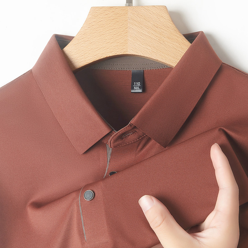 桑蚕丝~男士夏季冰丝红色短袖T恤爸爸装本命年结婚宴无痕凉感上衣