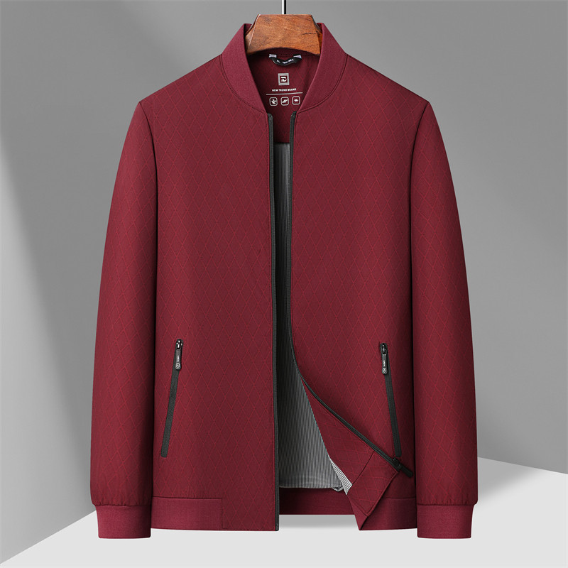 男士上衣外套喜公公结婚宴本命年红色婚礼服爸爸装春秋季立领夹克