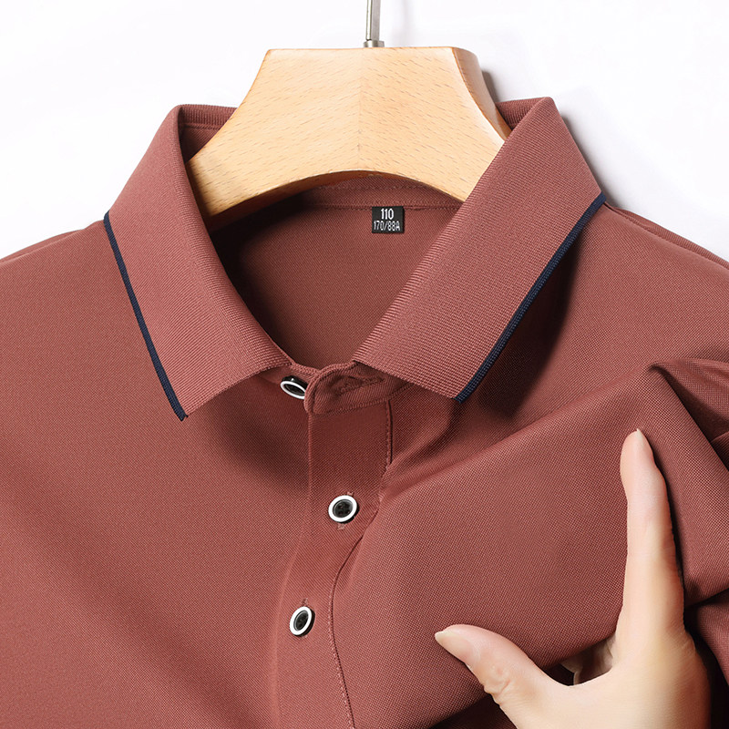 男士夏季新款红色短袖翻领T恤爸爸装喜公公婚宴冰丝polo衫上衣服
