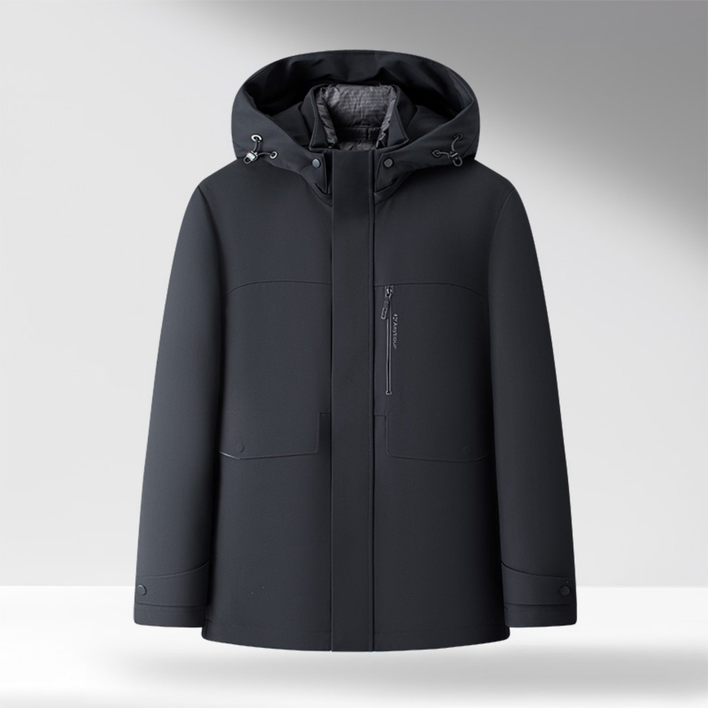 冬季中长款鹅绒服男士夹克羽绒服可脱卸内胆连帽外套爸爸商务休闲