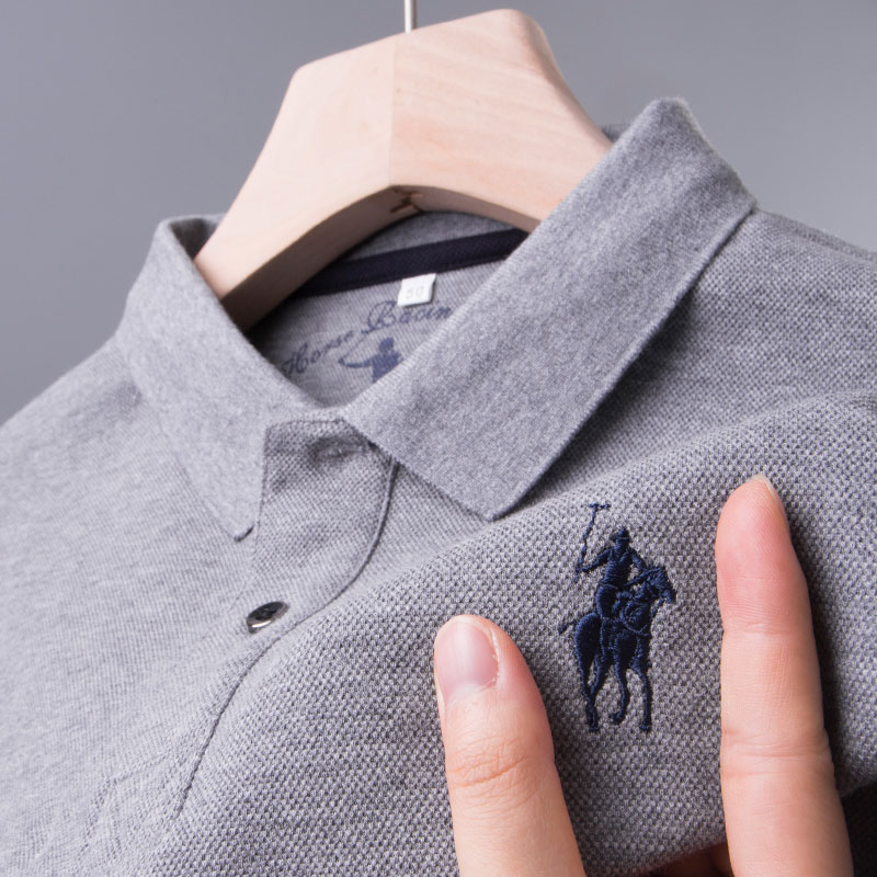 男士休闲商务长袖t恤翻领