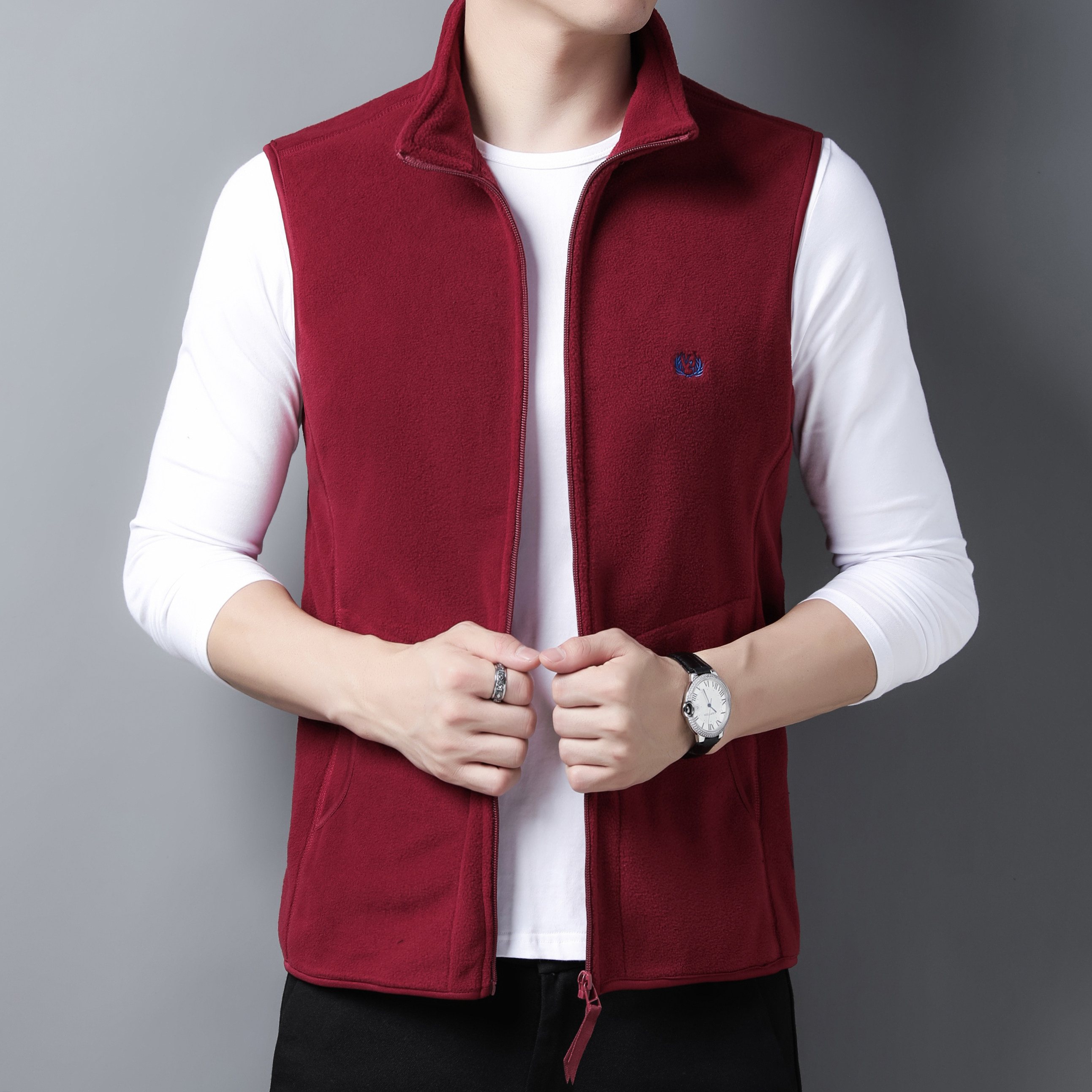 男士2024年秋冬季新款加绒马甲中年爸爸装保暖背心摇粒绒加绒内搭,男装,常规马甲,淘宝优惠券,粉丝福利购,淘宝优惠卷