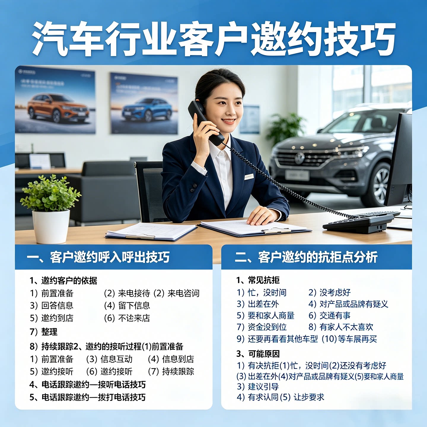 汽车行业客户邀约技巧销售顾问沟通实战话术培训视频课程