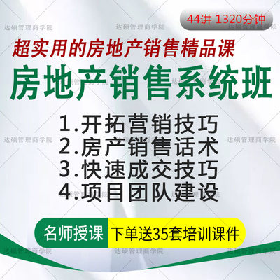 房地产楼盘销售技巧培训视频客户开拓成交话术销售团队打造心态