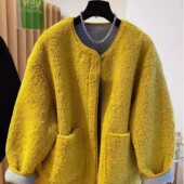 大码 胖MM300斤高级感羊羔毛外套女宽松加绒加厚秋冬外穿洋气上衣