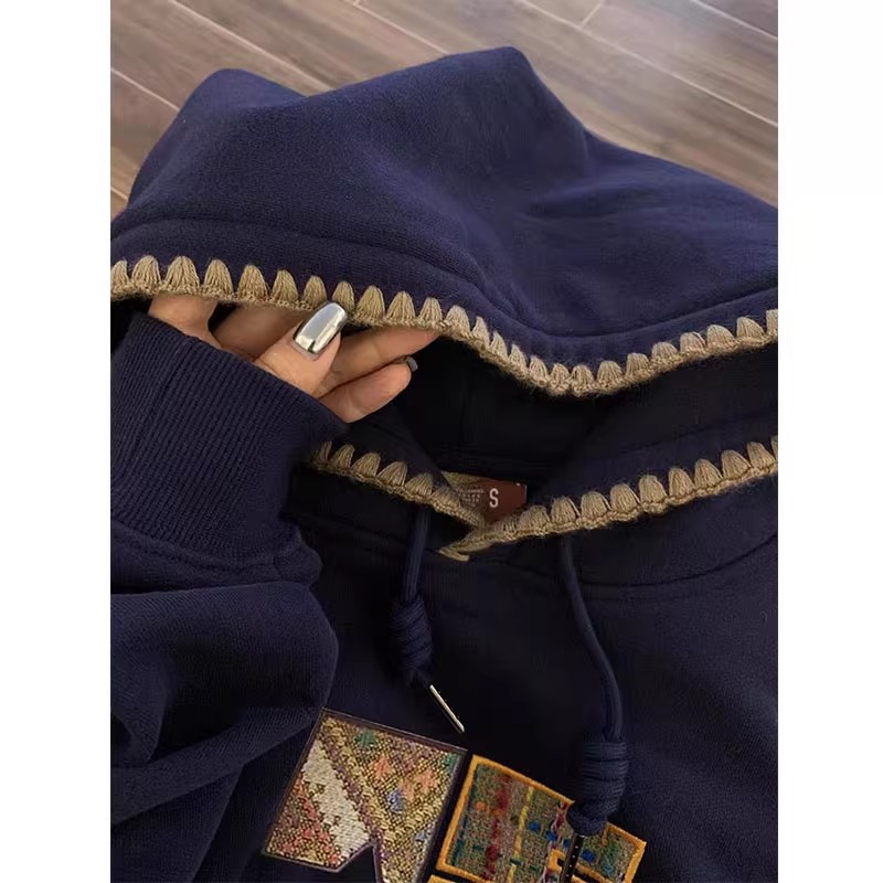 大码美式刺绣连帽卫衣胖mm300斤