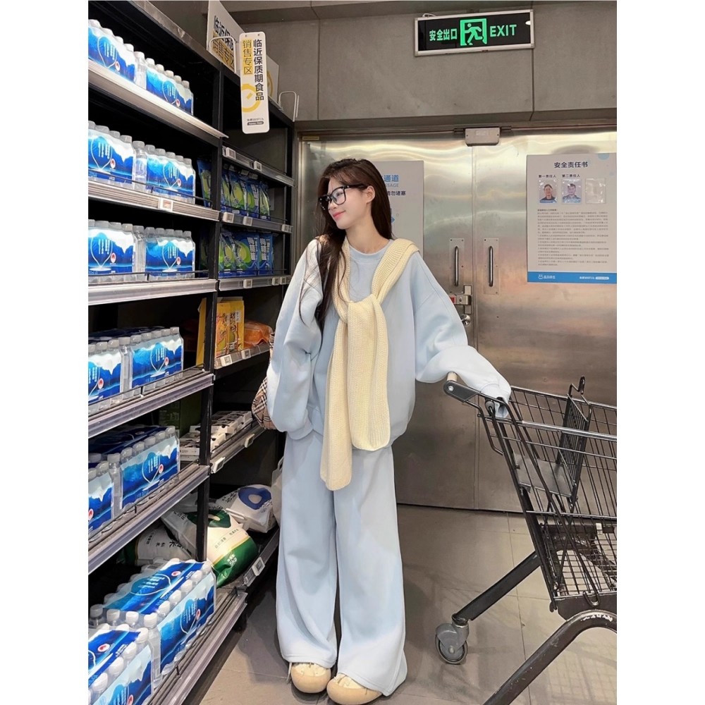 大码披肩休闲运动套装女春秋胖mm